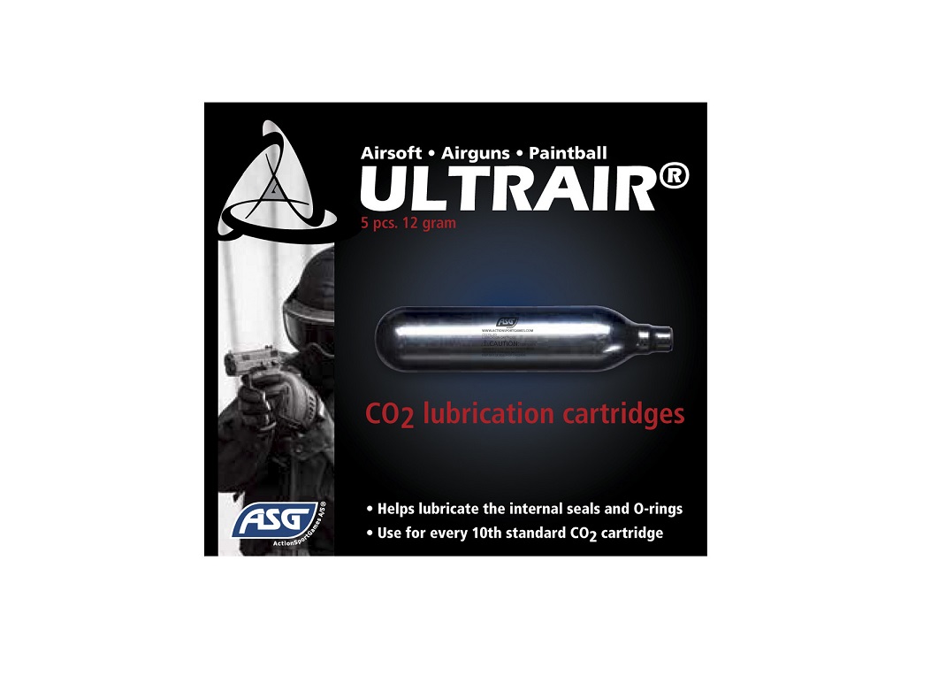 ASG ULTRAIR Co2 Lubrication Cartridges, Co2 Capsules 12 gram package of 5